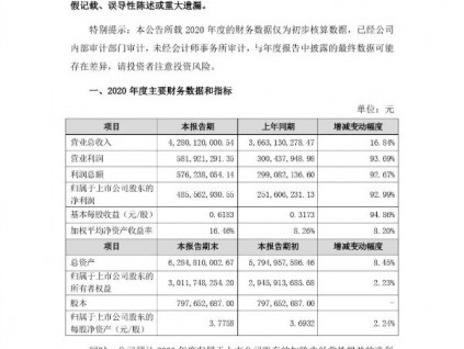 康力電梯公布2020年度業(yè)績快報(bào)：凈利同比增長92.99%