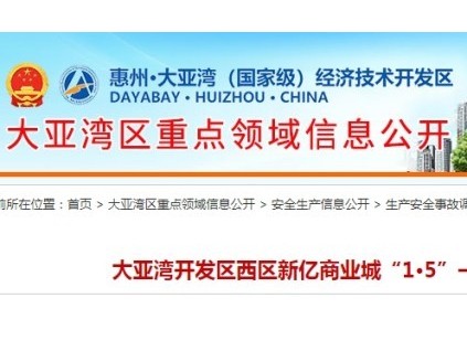 大亞灣開發(fā)區(qū)西區(qū)新億商業(yè)城“1·5”一般物體打擊傷害事故調(diào)查報(bào)告